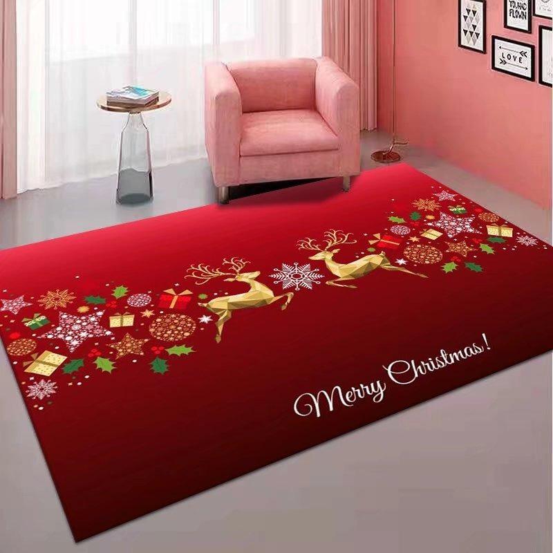 Christmas Carpet Living Room Red Room Decor Bedroom Area Rug Festival Decoration Home New Year's Decor Floor Mat Washable Gift