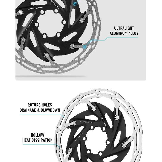 2025 RYET Bicycle Brake Rotors 6-Bolts&Center-Lock 140mm/160mm MTB Road Bike Bicycle Parts Disc Brake Rotors Cycling Accessories