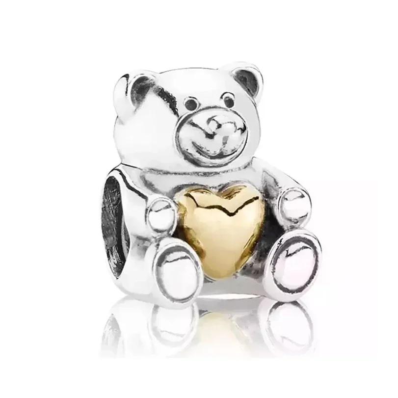 Fashion Cartoon Animal Cat Dog Bear Pig Duck Bead Charm Fits Charm Bracelets & Necklace Diy Jewelry for Women