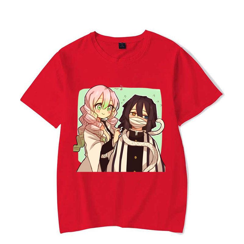 

New Anime Kanroji Mitsuri Iguro Obanai Print T-shirts Women Men Summer Cool Short Sleeve Couple Y2K Casual T-shirts S