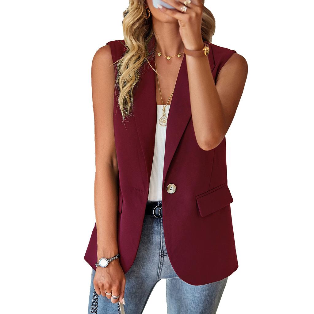 Women's Sleeveless Waistcoat Vest, Light Gray, Multiple Colors, Casual Office Wear