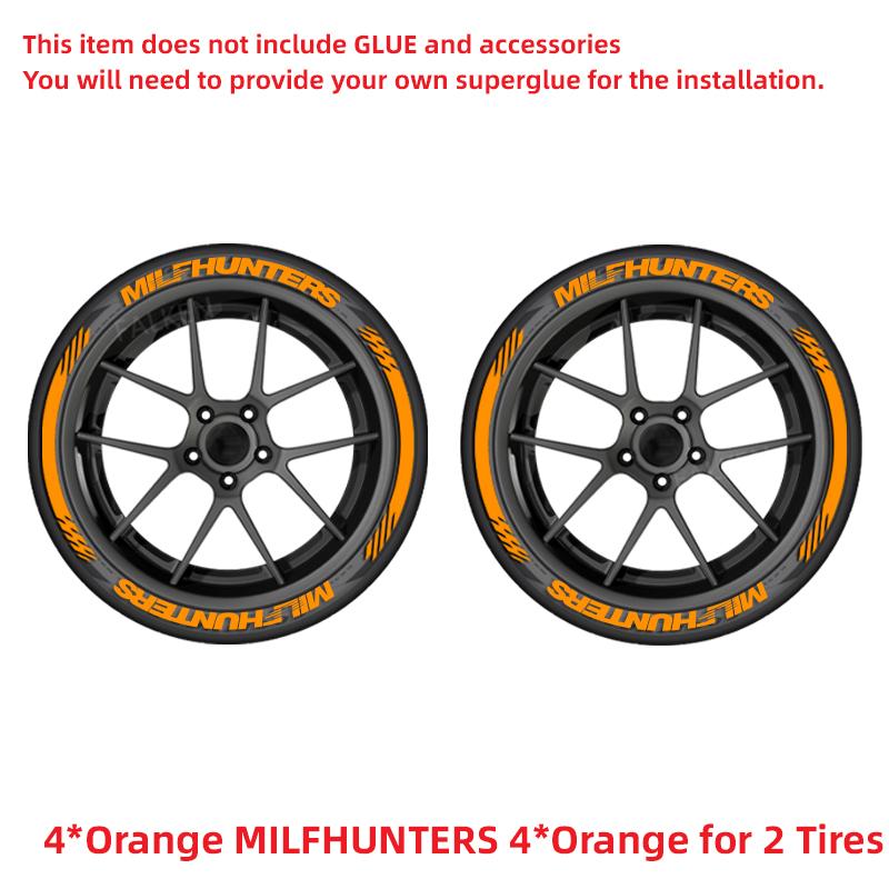 MILFHUNTERS 3D Tire Letter Decals PVC Waterproof Funny Racing Wheel Stickers Car Accessories