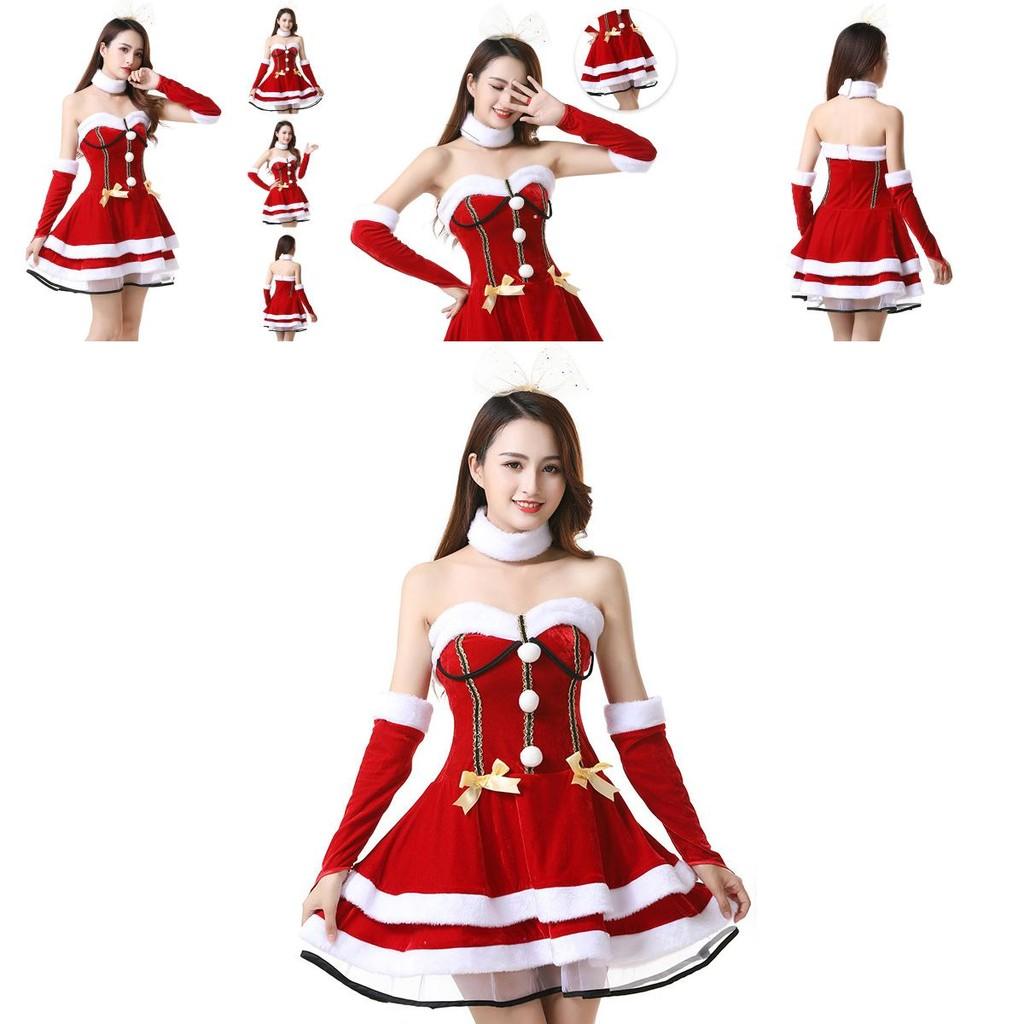 Ladies Adult Santa Red Off Shoulder Dress Soft And Comfortable