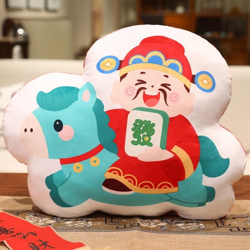 Chinesisches Tierkreiszeichen Jahr des Pferdes Plüschkissen mit Glücksgeld-Design für Geschenk und Dekoration