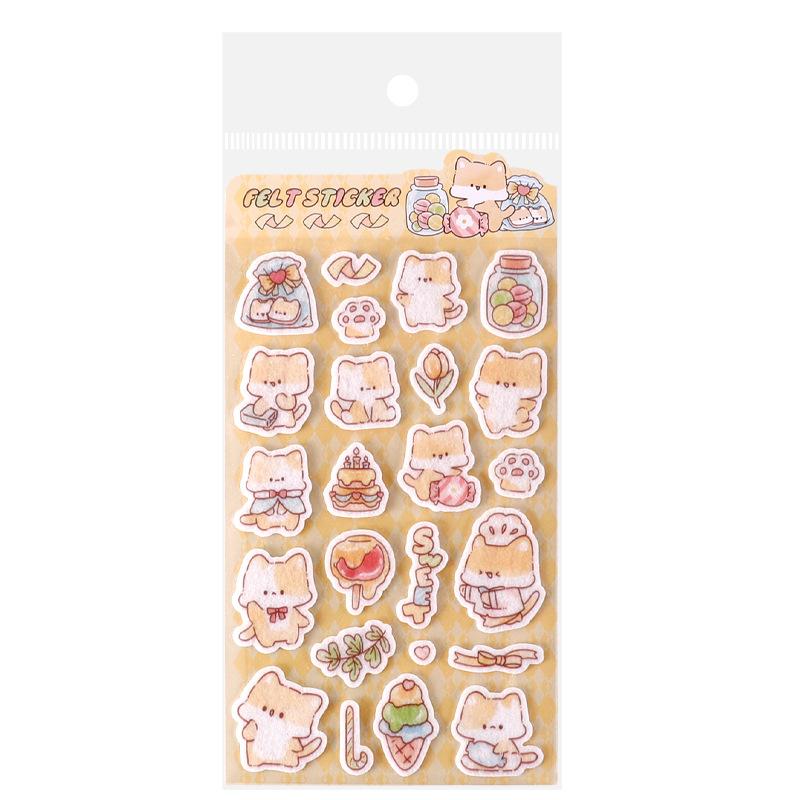 New 1/6Pcs Cartoon Animals Felt Cloth Sticker Creativity 3D Relief Stickers Fun Scrapbooking DIY Diary Decoration Stationery
