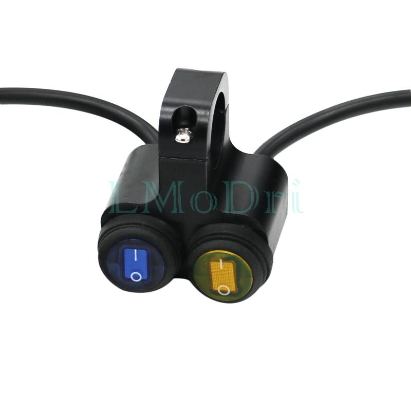 LMoDri Motorcycle Handlebar Switch 2 Control Buttons Motorbike 22mm 7/8" Bar Refit Switches ON/OFF