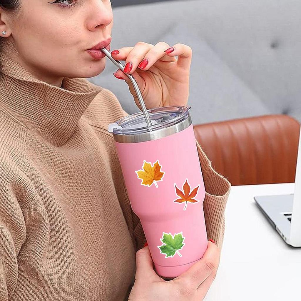 500 Pieces Autumn Stickers Maple Leaf Laptop Stickers Decal Roll For Fall Thanksgiving Water Bottle Planner Letter Scrapbook