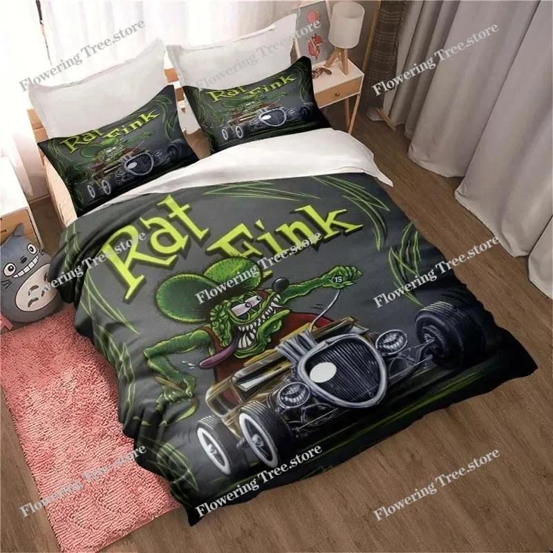 R-Rat Fink Logo Cartoon Sheet Quilt Covers Bedding Dormitory Sheets Bedding Set Soft Warm Bedding Set