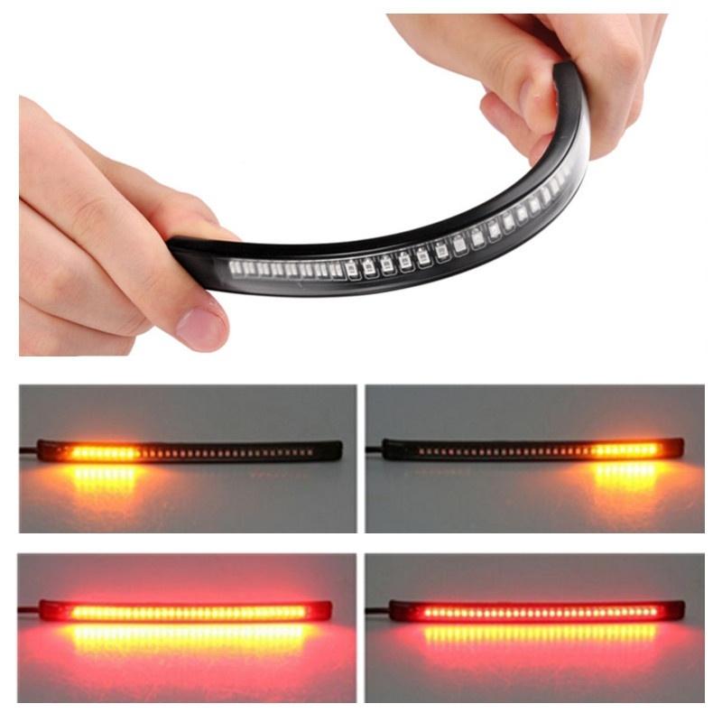 Motorcycle 48 LED Light Bar Flexible Strip Turn Signal Tail Rear Brake Stop Bulb Lamp