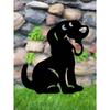 Metal Garden Stakes, Black Playful Puppy Outdoor Yard Decor for Patio Flower Bed Tree Stump, Valentine's Day Decoration