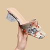 Fashion Retro National Style Trend High Heels Women Slippers Shoes Chunky Sandals Woman Summer Open Toe Flip FlopTransparent Fad Slides