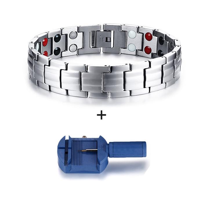 Black Bracelet Men Hand Chain Waterproof Health Germanium Magnetic Therapy Bracelet Male Benefits Stainless Steel Bracelets Mens