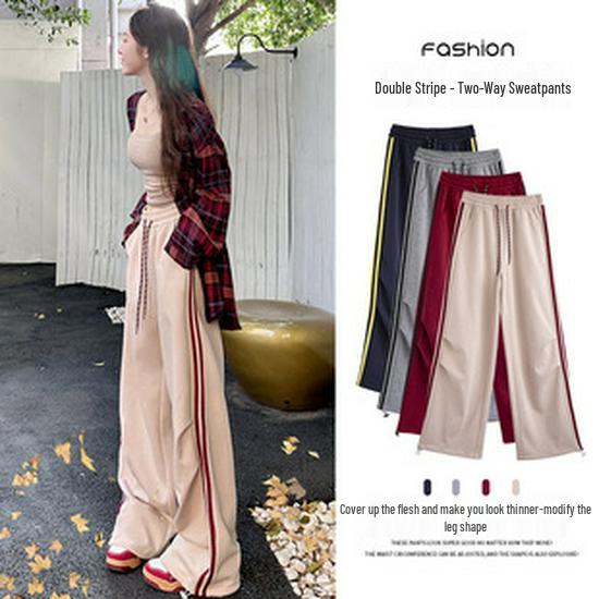 Pantaloni della tuta a righe a vita alta con polsini da donna - Autunno 2025