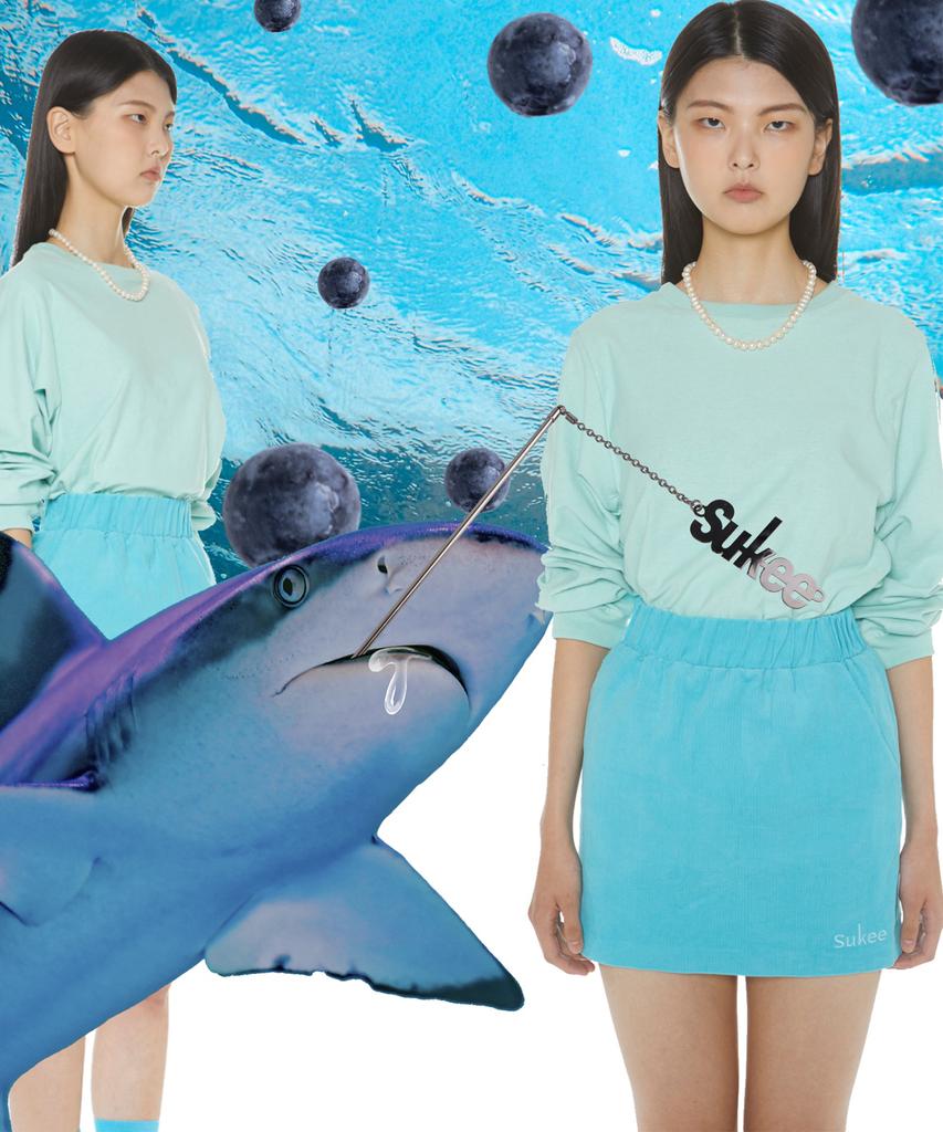 Suki Embroidered Logo Mini Corduroy Skirt (Blueberry)