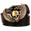 Roos Schedel Vleugels Metalen Gesp Coole Leren Riem Skelet Hoofd Heavy Metal Rock Stijl Straat Decoratieve Tailleband