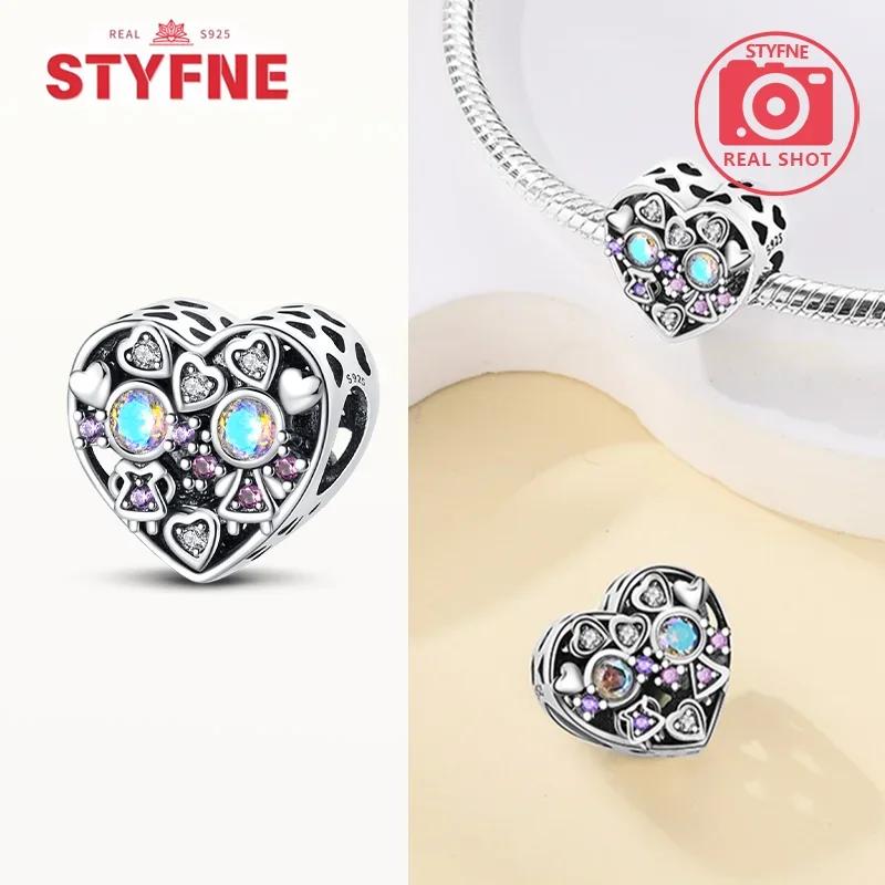 925 Silver Sisters On Swing Heart Charm Beads DIY Bracelet Fine Jewelry Gift for Women Sister Forever