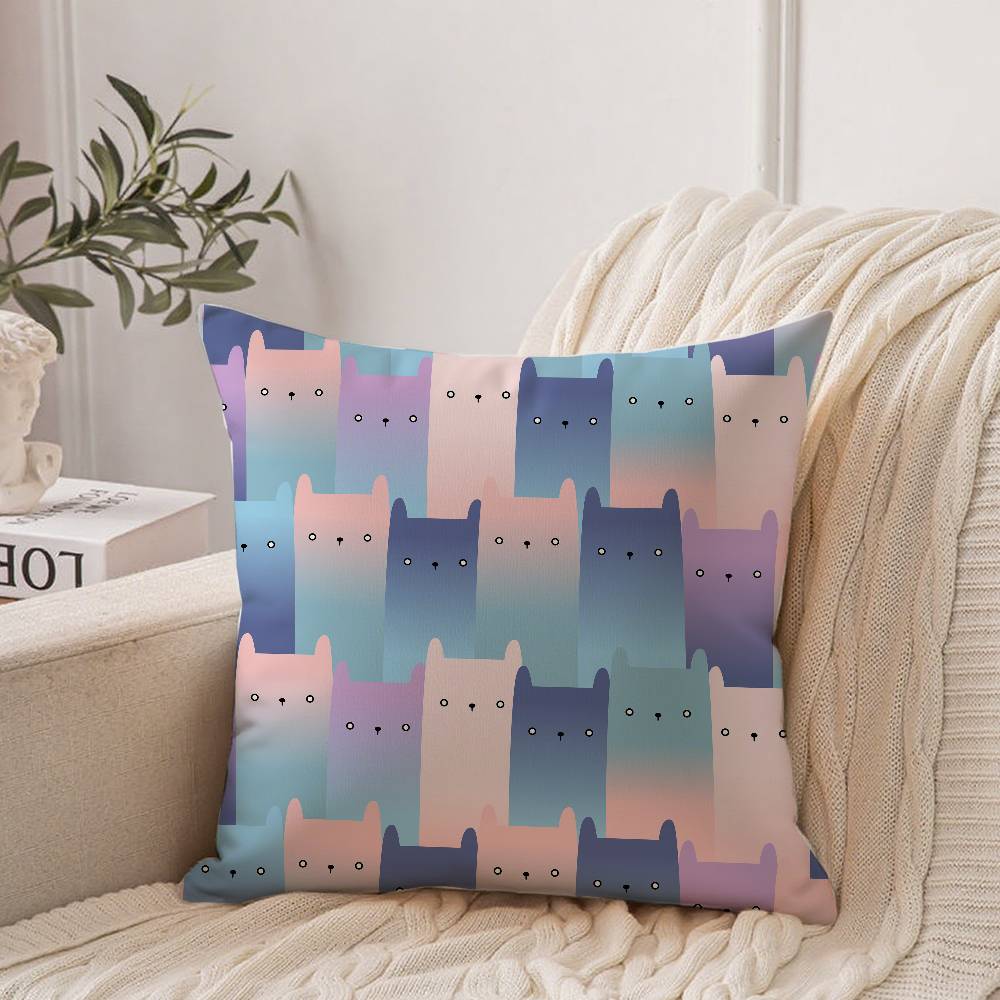 Cute Cat Pillow Case Home Decor Throw For Sofa Bed Car Room Decor Gift Idea 12x12Inch