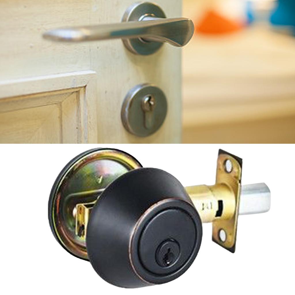 Ball Door Knob Universal Protection Classic Entrance Keyed Interior Door Knob for Home Use Black