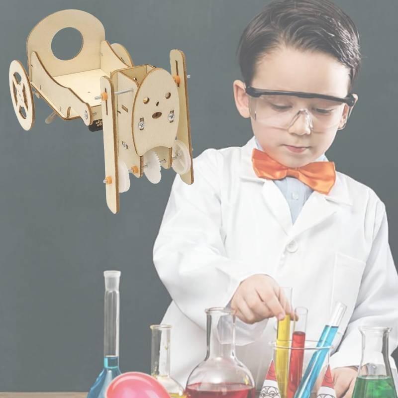 Wooden Diy Robot Pull Car Creative Science Experiment Toy For Grade 5 Students Steam Education