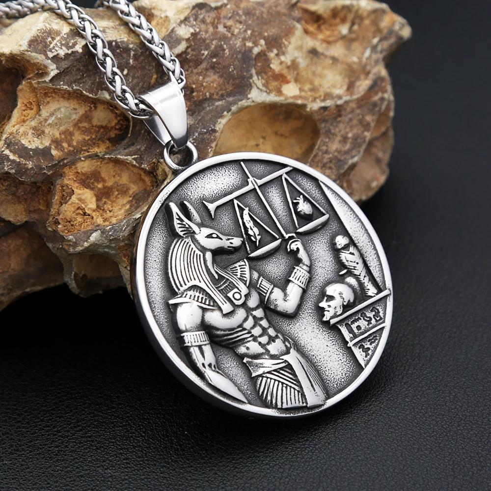 Forntida egyptisk symbol Anubis gud död farao mytologi hänge halsband män kvinnor rostfria stålkedjor smycken gåvor