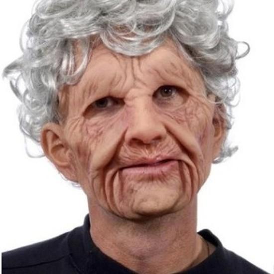 New product: Old lady and old man face mask wig, elderly mask, Halloween ghost face latex mask
