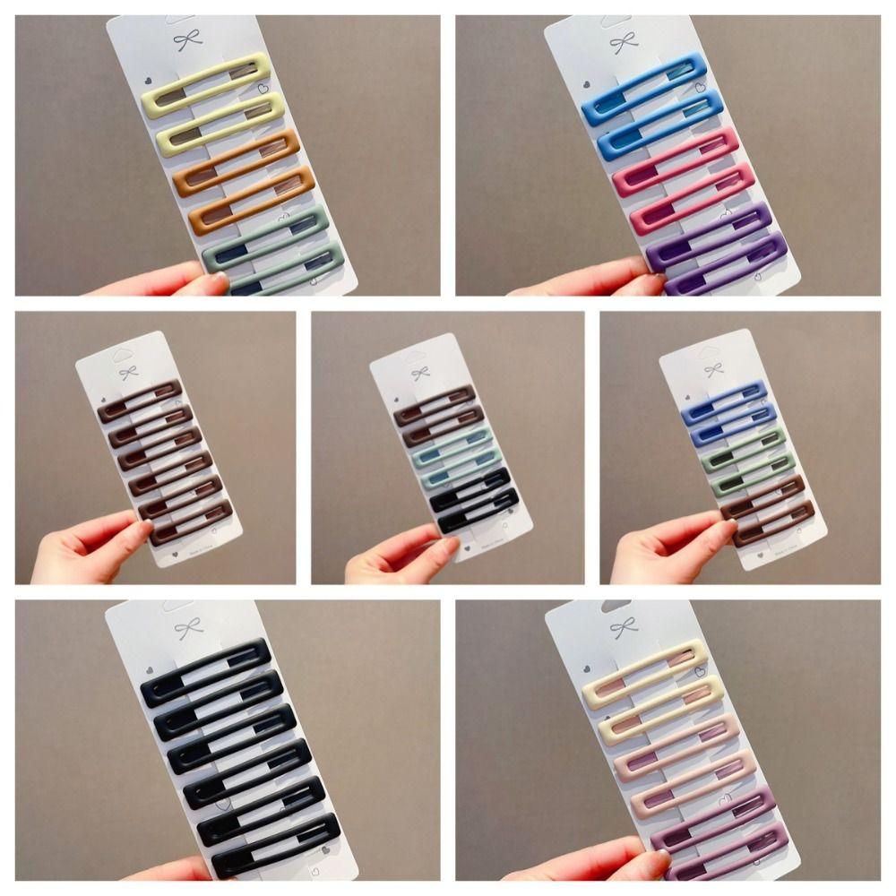 6pcs/set Frosting Rectangle Hairpins Korean Style Geometry Barrettes Vintage   Girl