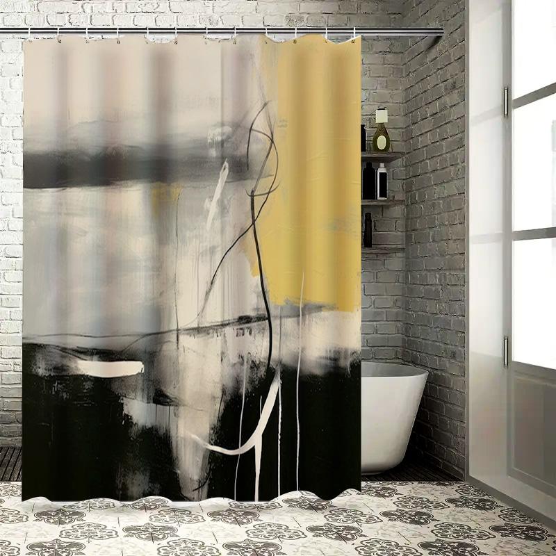 

Luxury Art Shower Curtain Bathroom Decor Waterproof Printing Black White Yellow Modern Design Buy Luxury Bath Curtains On Aliexp W60H190(CM)-1 Pcs