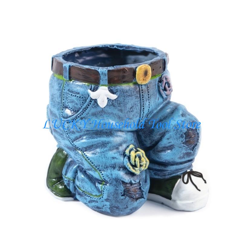 

J0MC Jeans Planter Resin Jeans Shaped Flower Pots for Office Desk Decorations