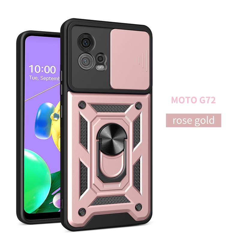 For Motorola Moto G72 5G Case Slide Camera Lens Armor Cases for Moto G72 G 72 Motog72 Magnetic Ring Stand Holder Protect Cover