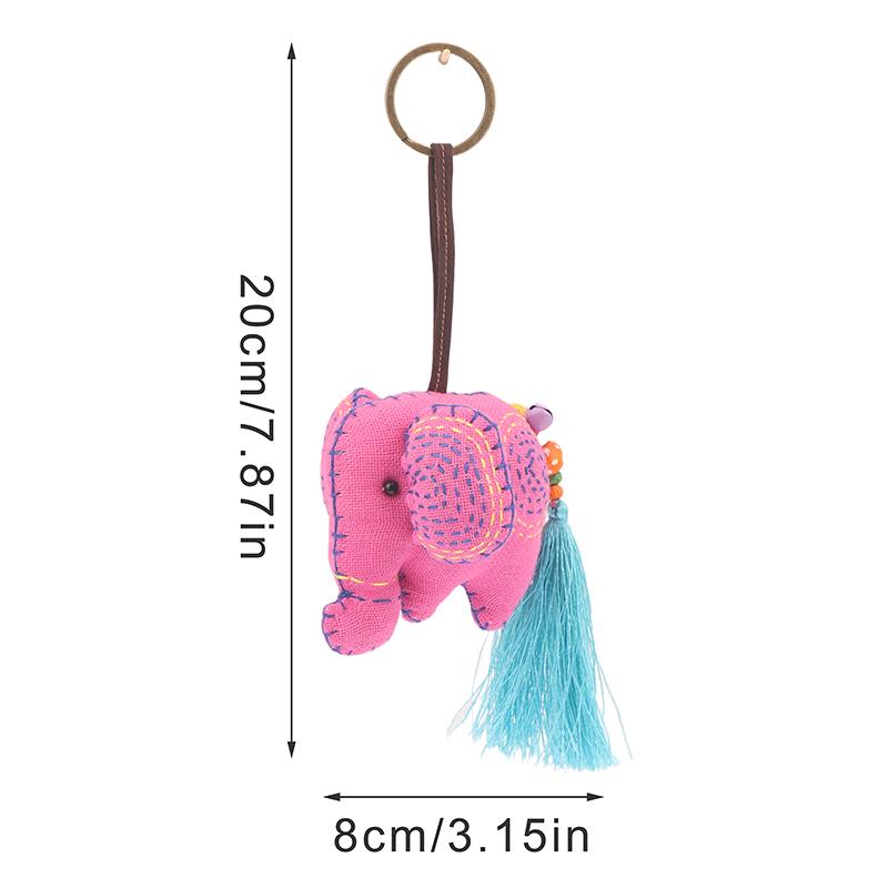 Ethnic Style Fabric Thai Embroidery Elephant Penddnt Keychain Cartoon Bag Hanging Gift