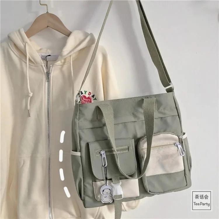 Wasserdichte Nylon-Canvas-Handtaschen für Damen, Umhängetasche, Japanische Damen-Umhängetasche, Schultaschen für Schülerinnen, Crossbody-Taschen für Mädchen, Aktentasche