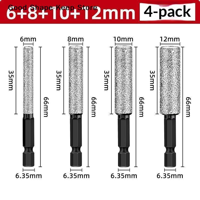 Durable 2-Pieces 5-12mm Vacuum Brazed Dry Drill Set - Wet/Dry Drilling for Porcelain/Granite/Tile/Marble