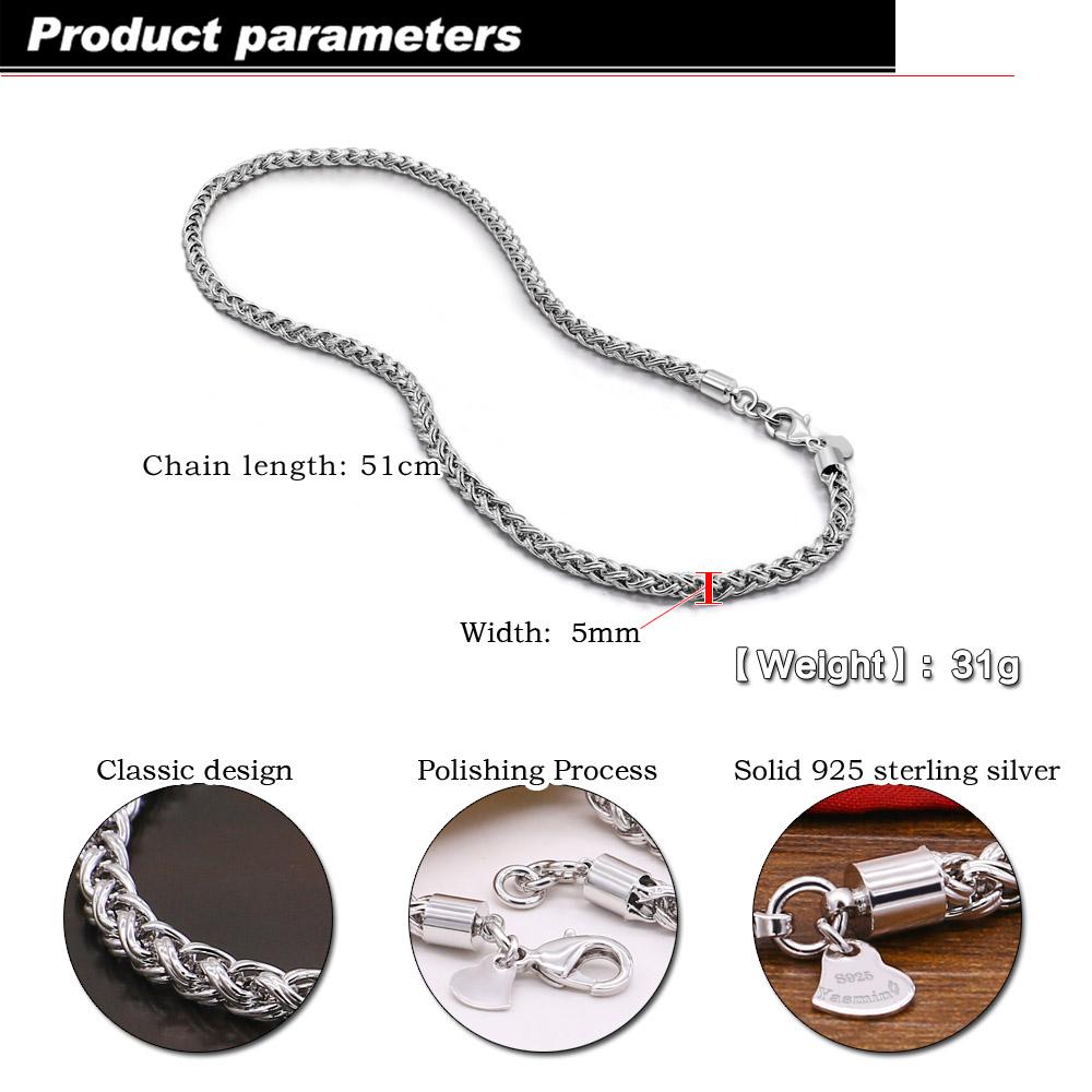 Mode Halskette Anhänger Mann 100% 925 Sterling Silber Kette Männer 22 Zoll Retro Punk Hip-Hop Halskette Männer Schmuck