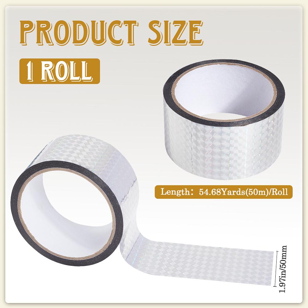 50M Laser Shining Bopp Plastic Scrapbook Decorative Adhesive Tapes Laser Glitter Masking Decor Tape Gainsboro 50mm about 54.68 Yards(50m)/Roll