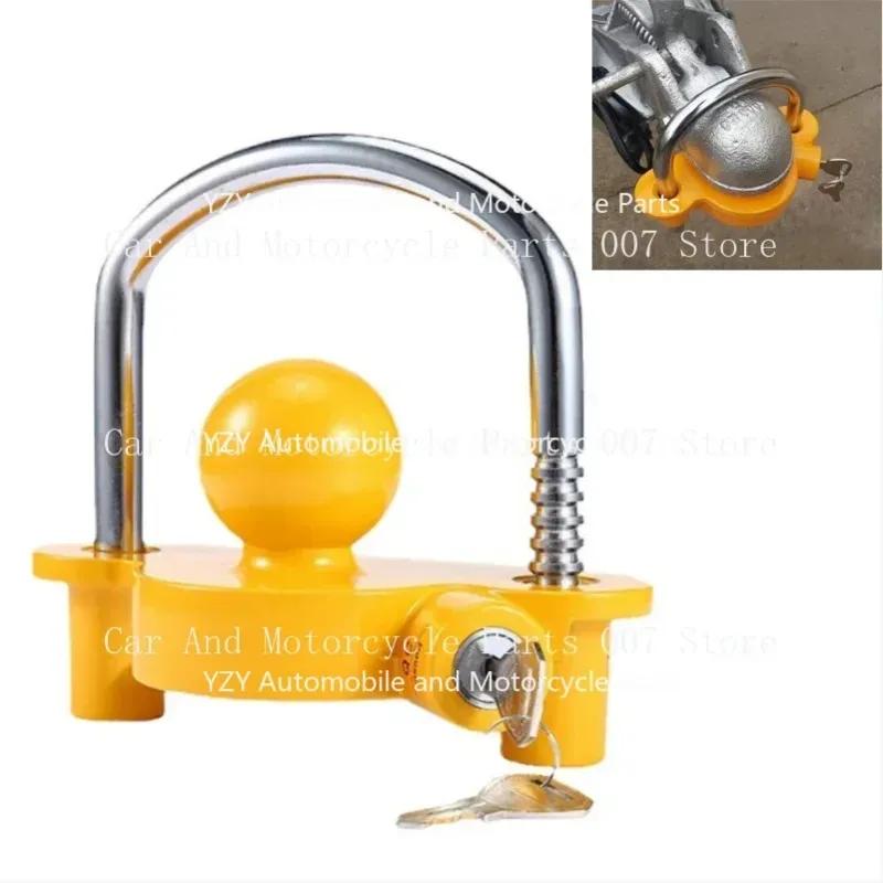 Trailer Coupler Hitch Lock Trailer Parts Universal Tow Ball Safe Security Anti-Theft Lock Trailer Accessories Black/Yellow