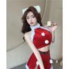 New Sexy Pure Wind Velvet Plush New Year's Day Christmas Split Temperament Short Dress Suit for Women