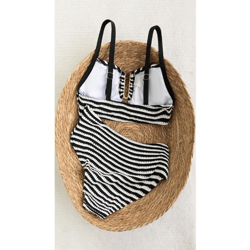 Women S Striped Split Bikini Set Sexy Beach Swimwear