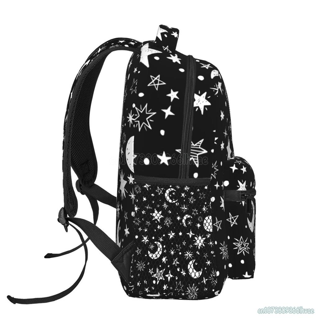 Moon and Star Laptop Backpack Student School Book Bag Adjustable Shoulder Bags Travel Hiking Camping Daypack for Teens Adults