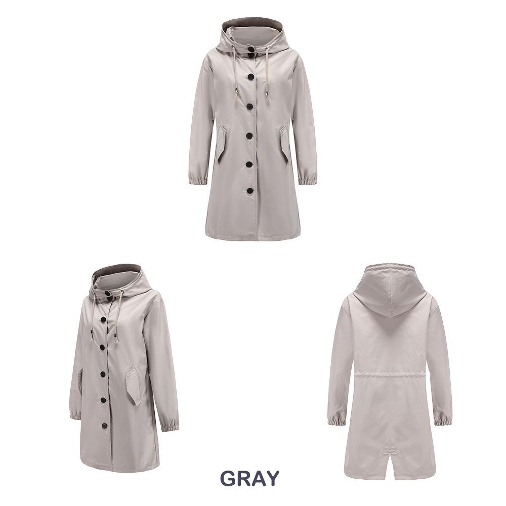 Damen Übergröße Wasserdichter Windbreaker mit Kapuze - Lässiger lockerer langer Mantel für Herbst/Winter