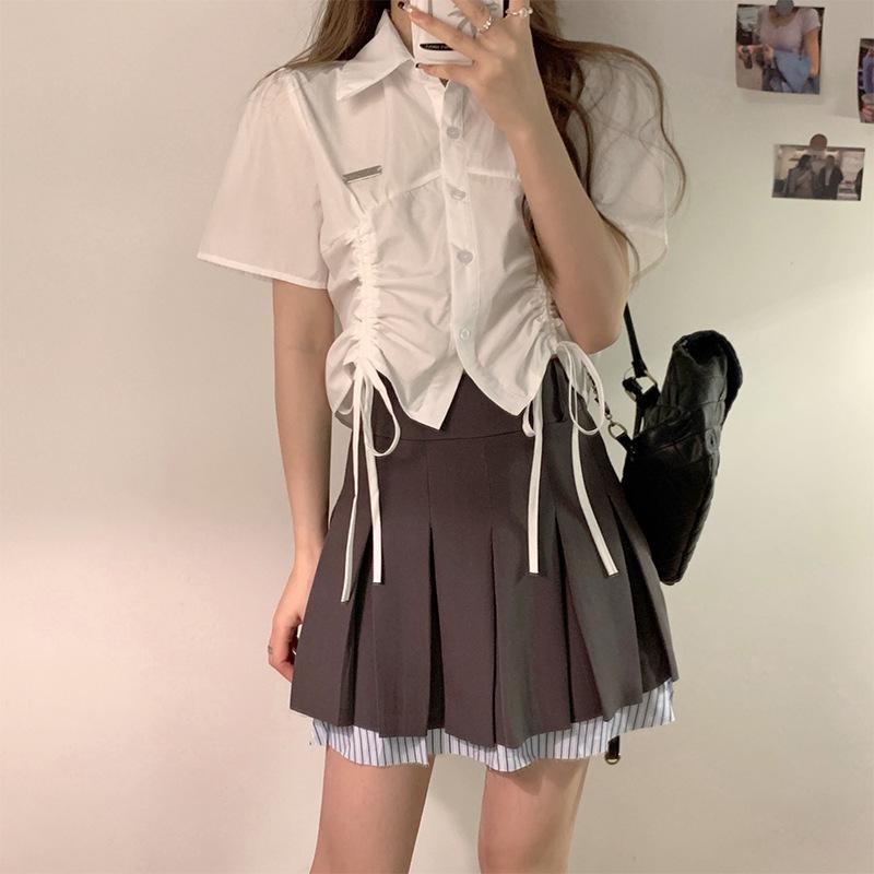 Plus Size Women s High-End Pleated College Style Summer Skirt L