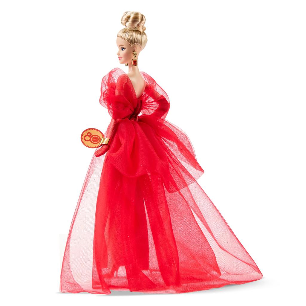 barbie Mattel 80. výročí Blondýna Signature Předstíraný věk JBJ17 Panenka, Černá, Oblékací panenka/Domeček pro panenky, Hra, 6+, Červená,