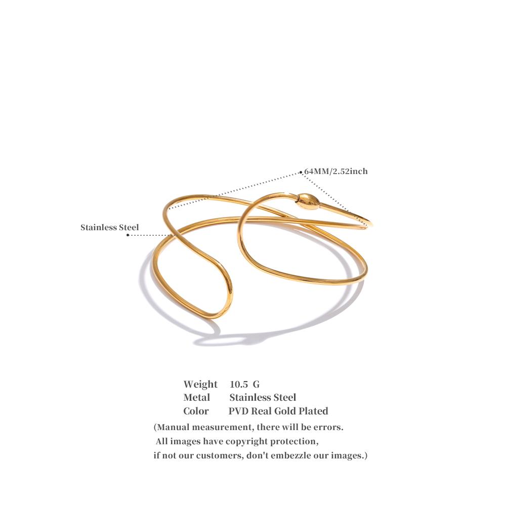 Eetit Minimalist Stainless Steel Double Layer Hollow Cuff Bracelet Bangle PVD Plated Fashion Geometric Waterproof Wrist Jewelry