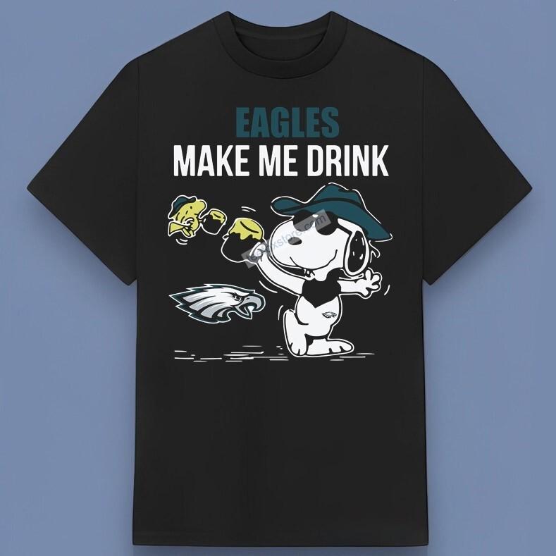 Snoopy Woodstick Make Me Drink Philadelphia T-Shirt S-4XL XXXXL