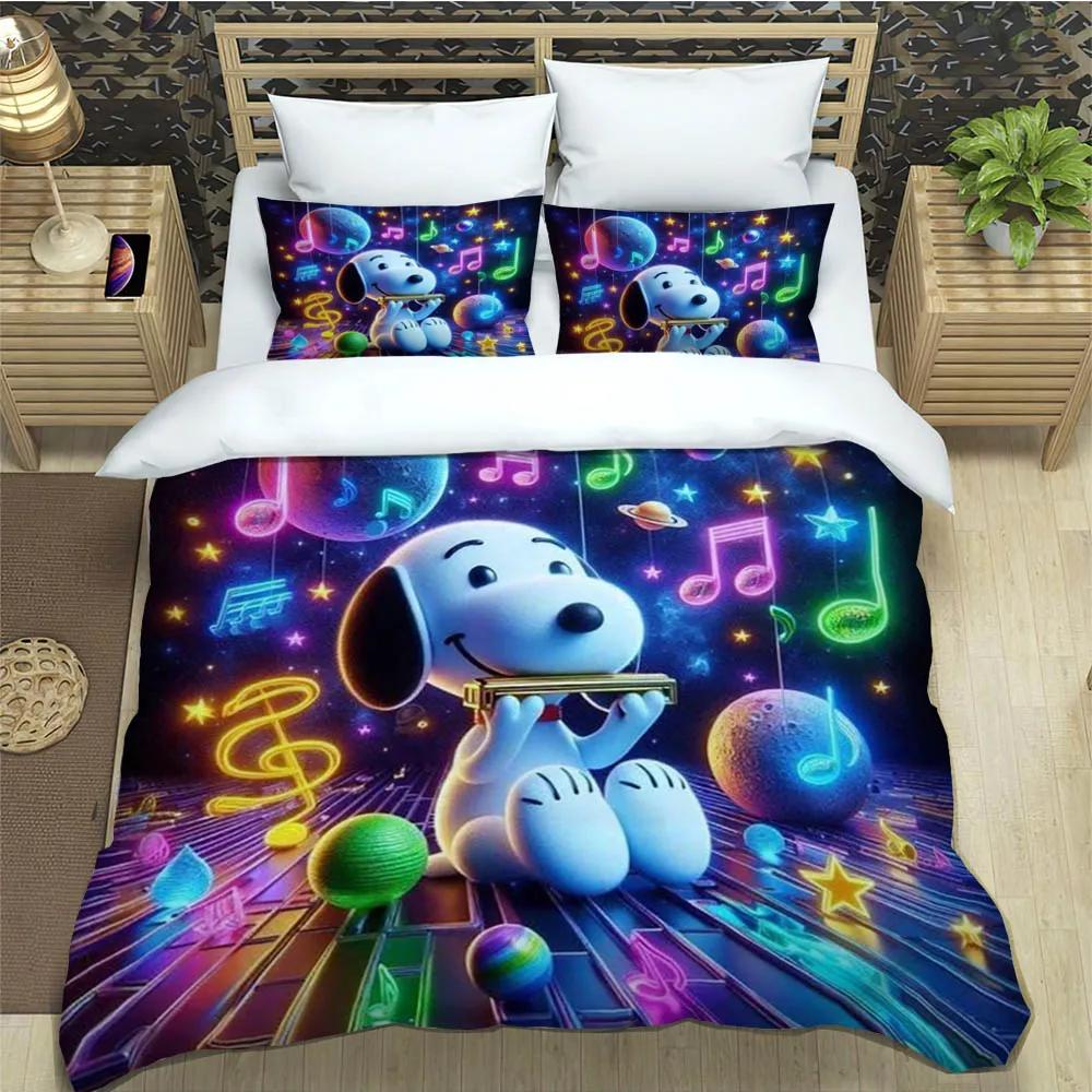 Cute Cartoon Snoopy Bedding Sets Exquisite Bed Supplies Set Duvet Cover Bed Comforter Set Bedding Set Luxury Birthday Gift