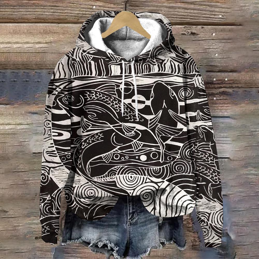 

Осень/Зима Пуловеры Толстовки С Узором Морских Животных Женские Толстовки Модная Женская Одежда Топы Повседневные Свободные Женские Толстовки 6XL