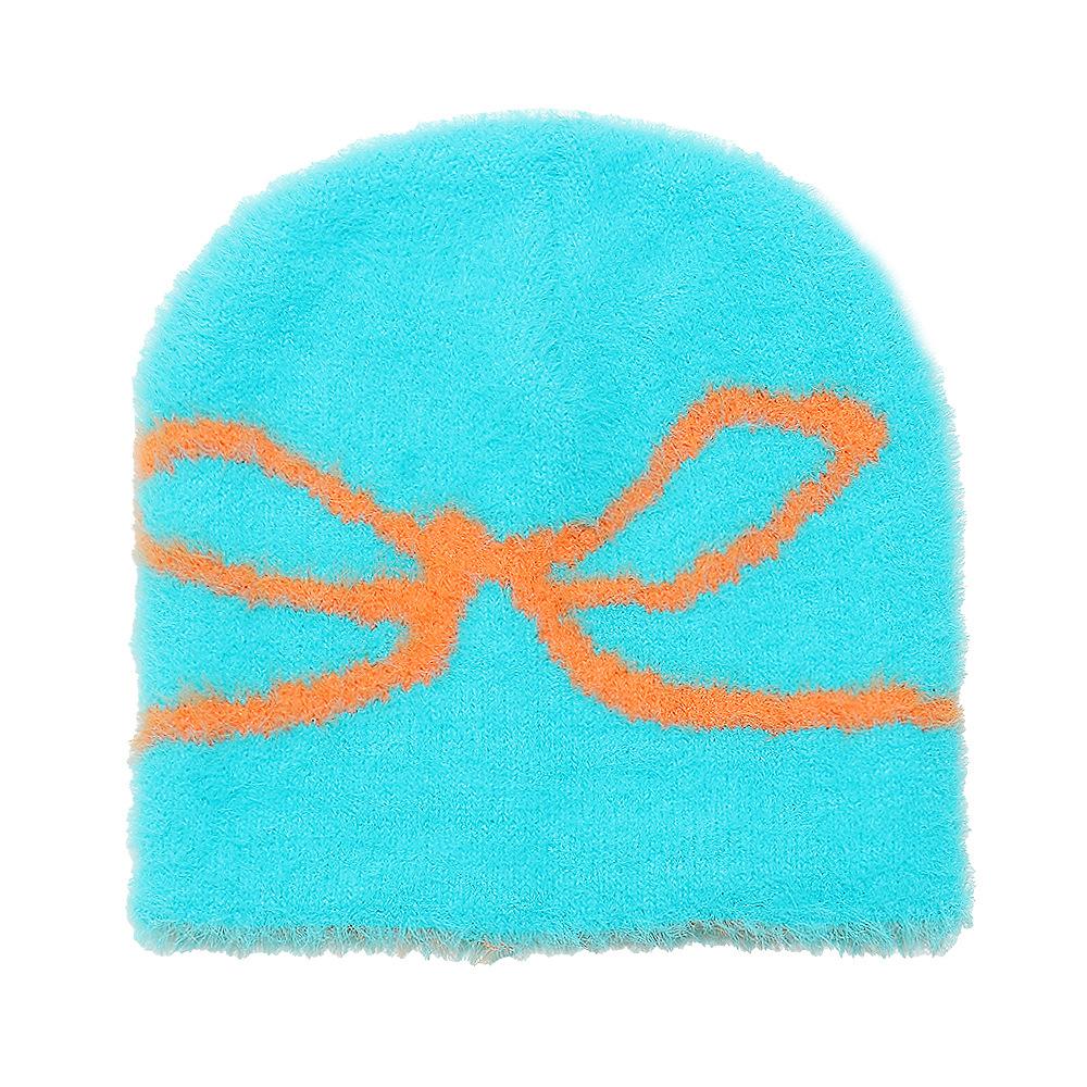 Plush Beanie Hat Brimless Cap Bow Jacquard Plush Warm Winter Hat Women 2025