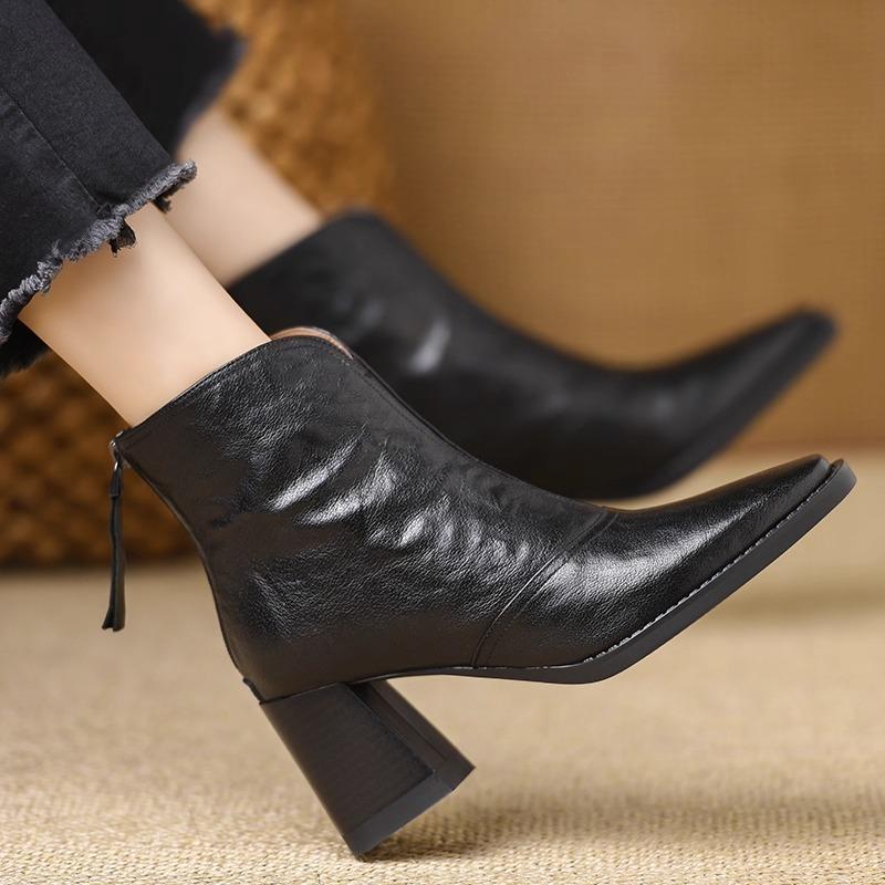 Women High Heels Ankle Short Boots Fashion Chunky Pointed Toe Heeled Shoes Goth Pumps  New Trend Winter Woman Chelsea Botas
