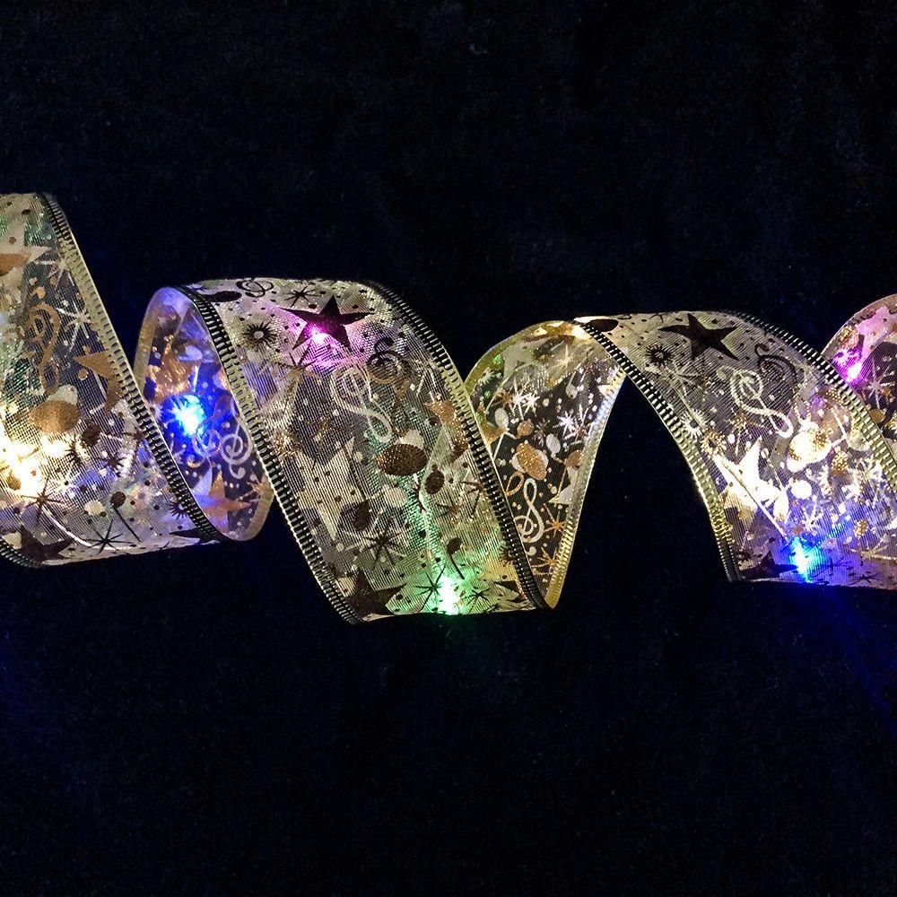 Fairy Lights Bows New Year Christmas Ribbon Xmas Lights Strings Christmas Tree Ornaments Decoration