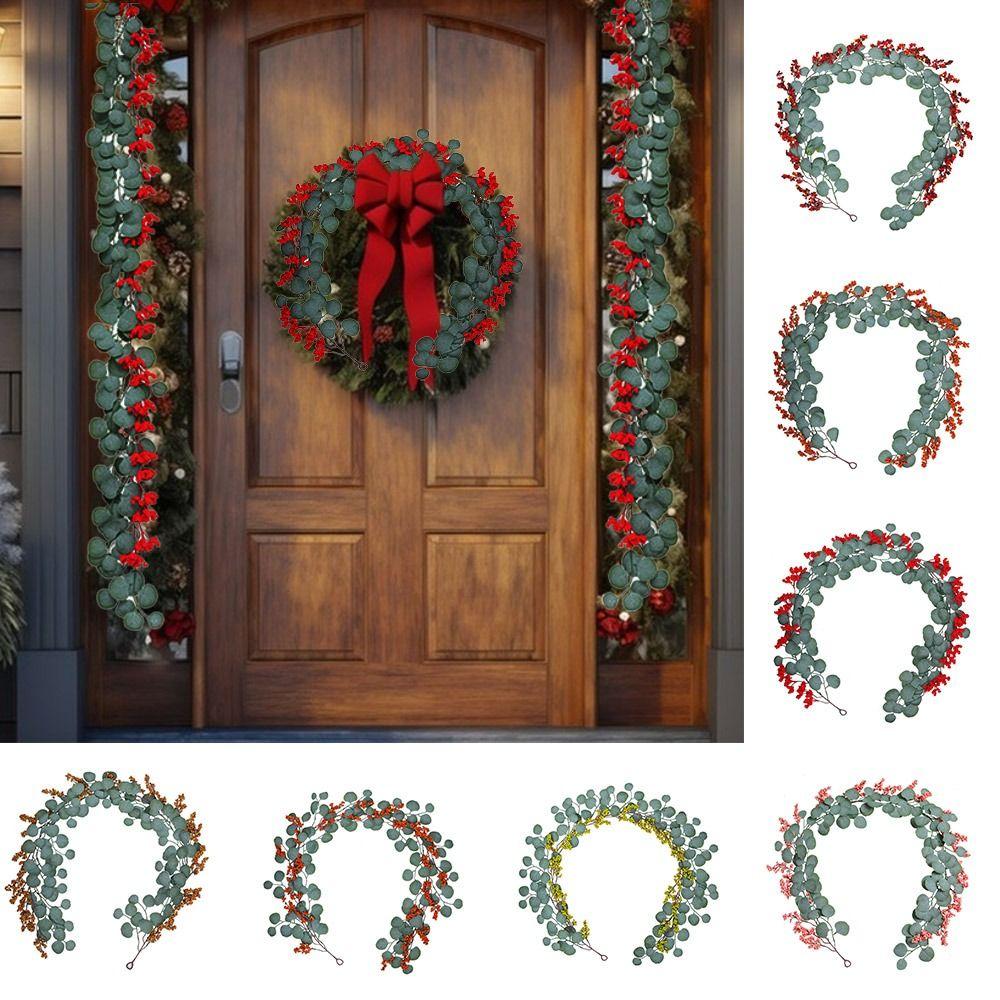 

Многоцветная рождественская гирлянда из эвкалипта, ротанга, 200 см, подарочная рождественская лоза с ягодами