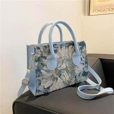 Kvetinová grafická taška na dámsku módu Malá štvorcová taška Módna prenosná kabelka Dizajnérske crossbody kabelky cez rameno